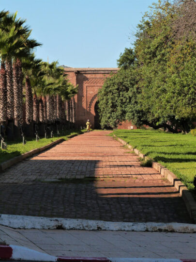 Pathway leading to ornate archway